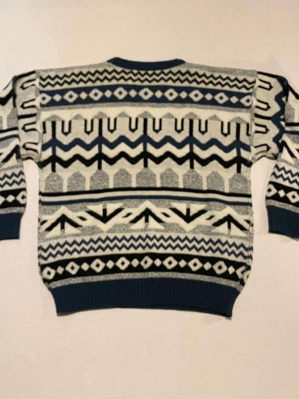 VTG 90s Riley Geometric Knit Grandpa Sweater Large - Picture 10 of 16